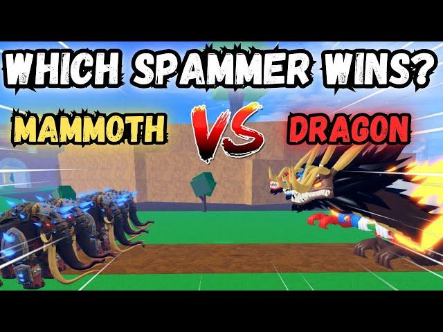 5 Mammoths Vs 5 Dragons Which Spam Fruit Wins?