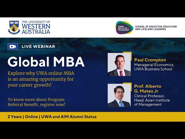 UWA Global MBA With PG Diploma From AIM| Faculty Webinar