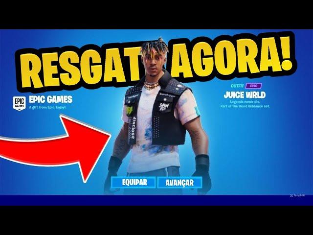 RESGATE AGORA! COMO PEGAR a NOVA SKIN GRÁTIS do JUICE WRLD ANTECIPADO no FORTNITE REMIX PS4/XBOX/PC