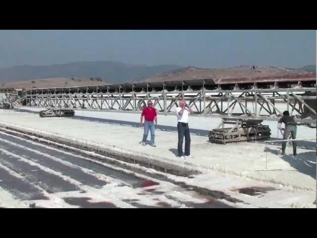 Salt harvesting in Kalloni, Greece