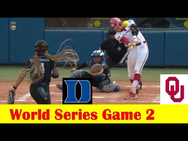 #10 Duke vs #2 Oklahoma Softball Highlights, 2024 NCAA World Series Game 2