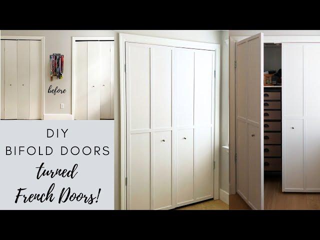 DIY Bifold doors turned into Swinging French Doors- Easiest way to transform old bi-fold doors