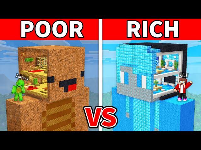 JJ and Mikey: POOR vs RICH SECRET INSIDE HEAD House Build Battle in Minecraft - Maizen