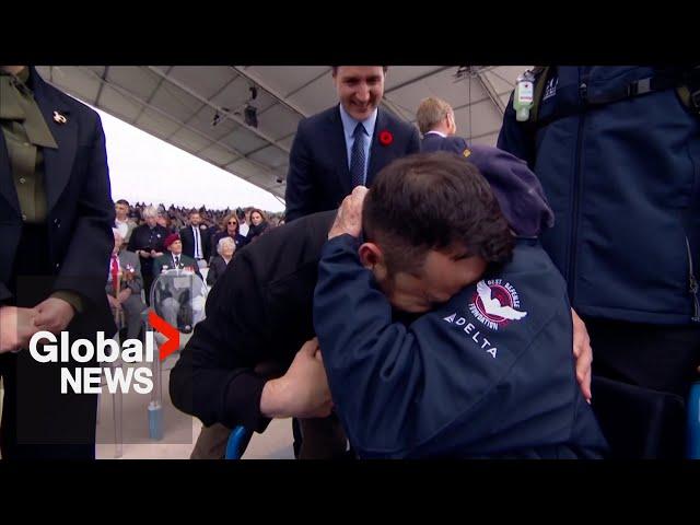 "You're my hero!": WWII veteran shares emotional embrace with Ukraine's Zelenskyy