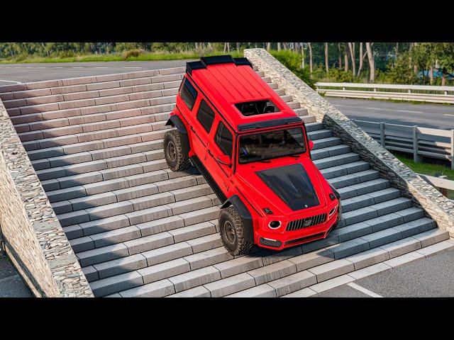 Cars vs Big Stairs BeamNG Drive Challenge Ends in Total Destruction!