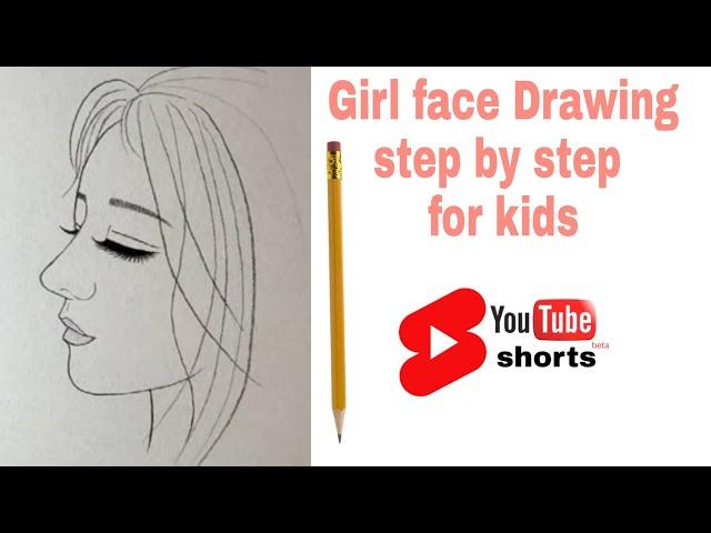 easy girl face drawing || by divya #easydrawings #forkids