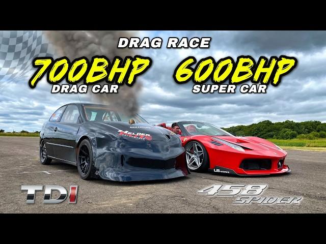 SUPERCAR v DIESEL.. 700HP 1.9TDI  vs 600HP V8 4.5L FERRARI