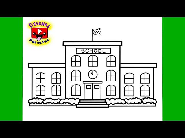 CUM DESENEZ SCOALA  Prima zi de Scoala - Desen Usor Incepatori | HOW TO DRAW SCHOOL BUILDING