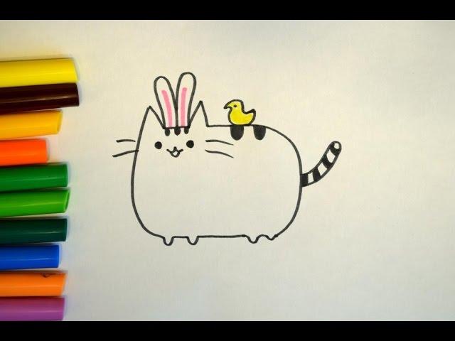 Как нарисовать кота Пушина (Pusheen). Пасха. How to draw a cat Pusheen