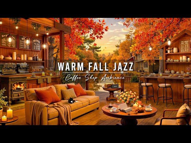 Cozy Fall Coffee Shop Ambience ~ Jazz Relaxing Music  Warm Jazz Instrumental Music for Work, Unwind