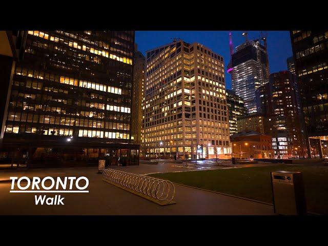 Toronto Night Walk in the Financial District // 4K HDR