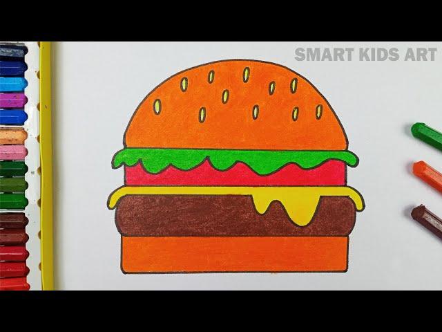 How To Draw A Burger | Burger Drawing | Easy Drawing | Draw Smart