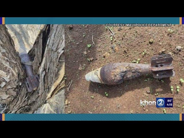 Unexploded ordnance with intact safety pin found in field along Piilani Highway on Maui