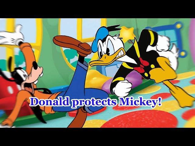 Donald protects Mickey!