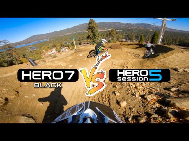 Comparing 2 Helmet Cam Setups in the Bike Park | GoPro HERO 7 Black VS HERO 5 Session