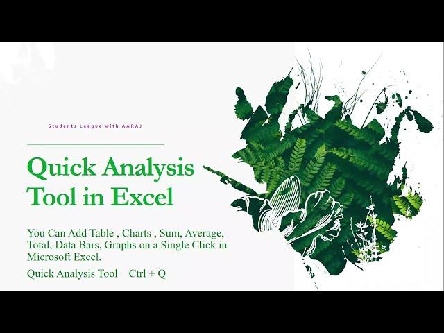 How to use the Quick Analysis tool in Excel | Excel Quick Analysis Tool | Using Quick Analysis Tool