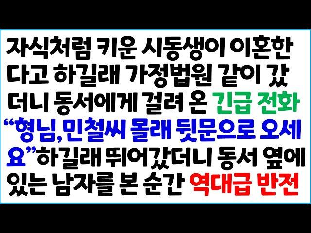 [반전사이다사연] 자식처럼 키운 시동생이 이혼한다고 하길래 가정법원 같이 갔더니 동서에게 걸려 온 긴급 전화 " 형님, 민철씨 몰래 뒷문으로~  /라디오드라마/사연라디오/신청사연