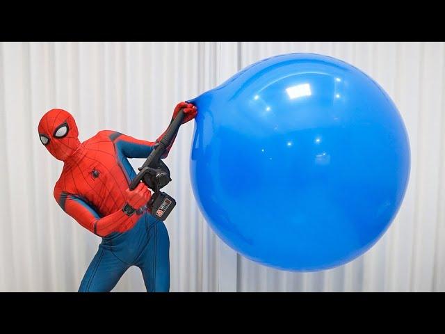 Spider Man Popping Balloons In Mansion Compilation! (spider-man in real life)