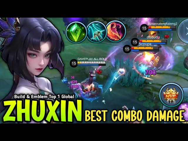 ZHUXIN SUPER ANNOYING MAGE WITH BEST BUILD & EMBLEM TO GEX MAX SHEILD - BUILD TOP 1 GLOBAL ZHUXIN