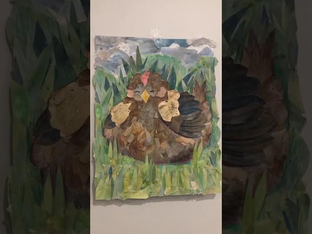 Trying out Collage! Chunky chicken art piece. #collage #watercolor #art ￼￼