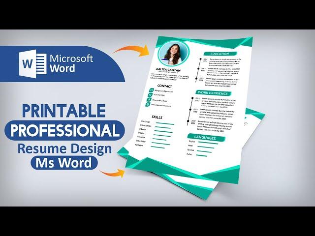 Printable Creative CV/Resume Design in Microsoft Word Tutorial || Best CV Format 2023