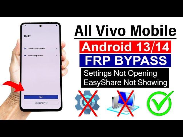 All Vivo ANDROID 13/14 : Google/ FRP Bypass - Settings Not Opening - (Without PC)