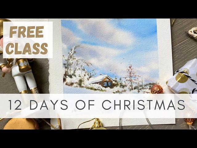 FREE Tutorial: Watercolor Christmas Card Landscape #christmascardmaking