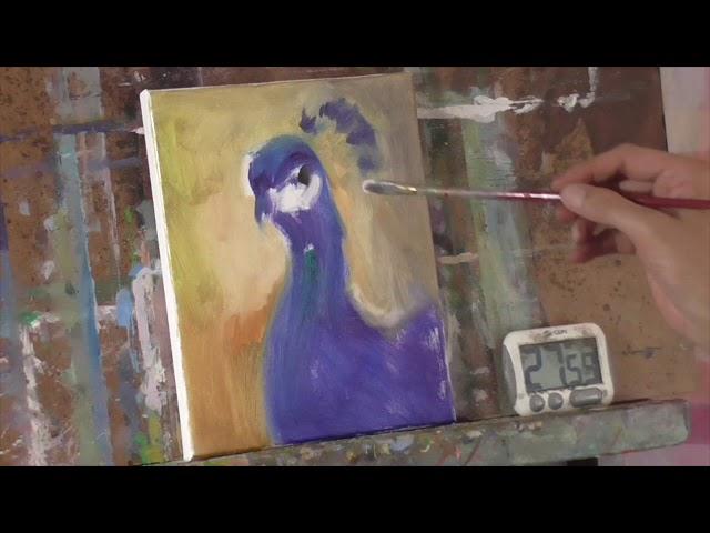 "Peacock Portrait" RealTime version Oil Painting Demonstration ASMR by Peter Chorao