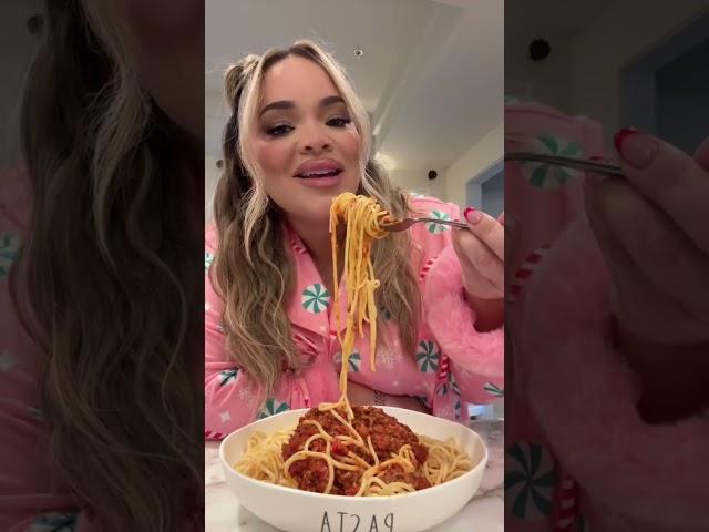 Trisha Paytas eating pasta with cute baby girl and explain the Mother is OVER on youtube tag