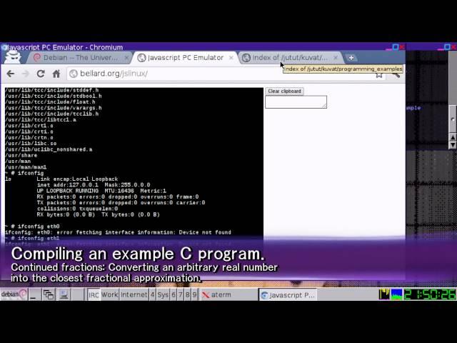 Featuring: Javascript PC emulator by Fabrice Bellard