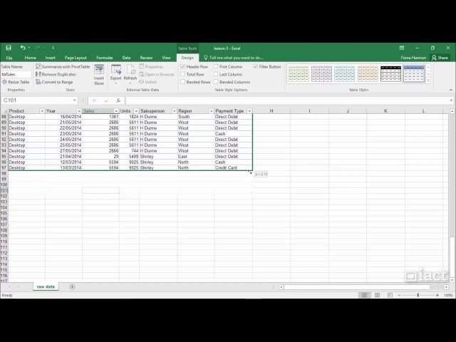 Entering Data - Excel 2016 Level 2