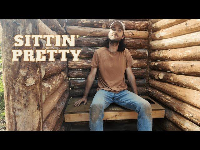 Building a Log Outhouse from Scratch - Off Grid in Alaska┃EP6┃Sittin' Pretty