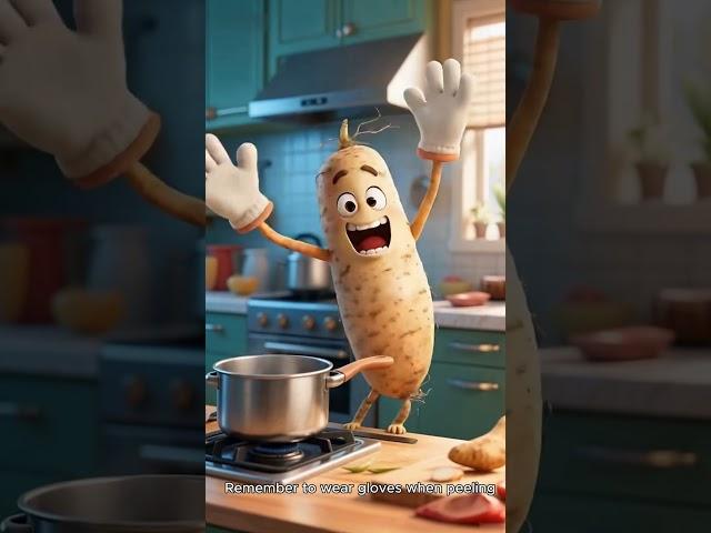 Wearing gloves to peel yam will not hurt or itch #cute #ai#cooking