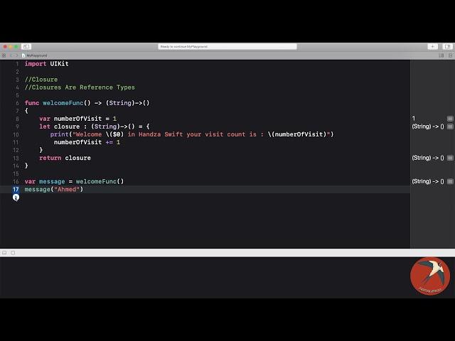 35 - Introduction to Swift | Arabic | Closures | Closures Are Reference Types