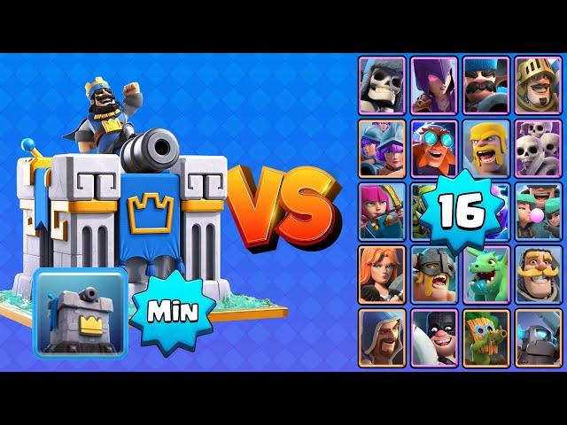 TORRE DE CORONAS NIVEL MIN vs TODAS LAS CARTAS AL 16 | Clash Royale