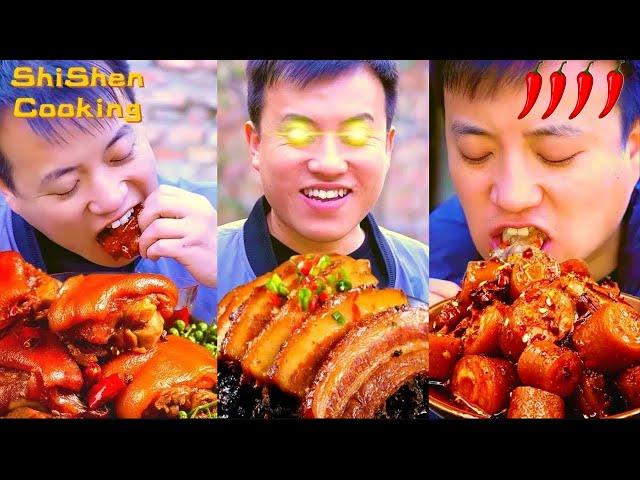 Cooking and Eating Pig Offal&Pork Recipes   |Village Funny Mukbang |  Grilled Stone Food