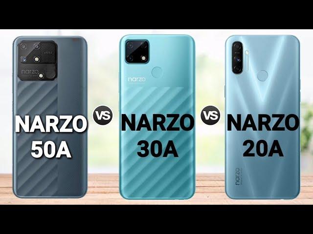 Realme Narzo 50A vs Narzo 30A vs Narzo 20A || Price || specification || full comparison