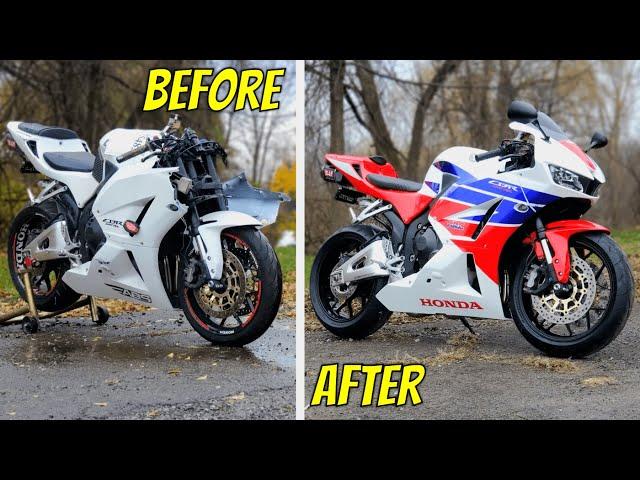 REBUILDING a WRECKED HONDA CBR 600RR (Start-Finish Timelapse)