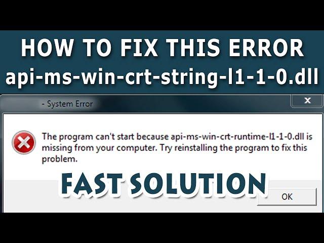 How To Fix api-ms-win-crt-string-l1-1-0.dll Error | Universal C Runtime