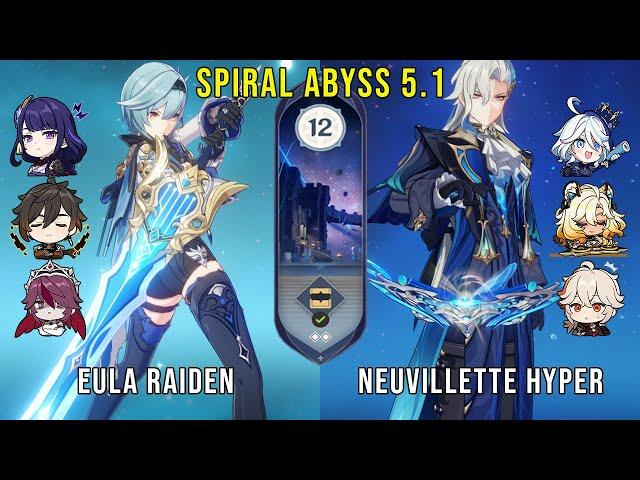 C1 Eula Raiden and C0 Neuvillette Hypercarry | Genshin Impact Abyss 5.1 Floor 12 9 Stars