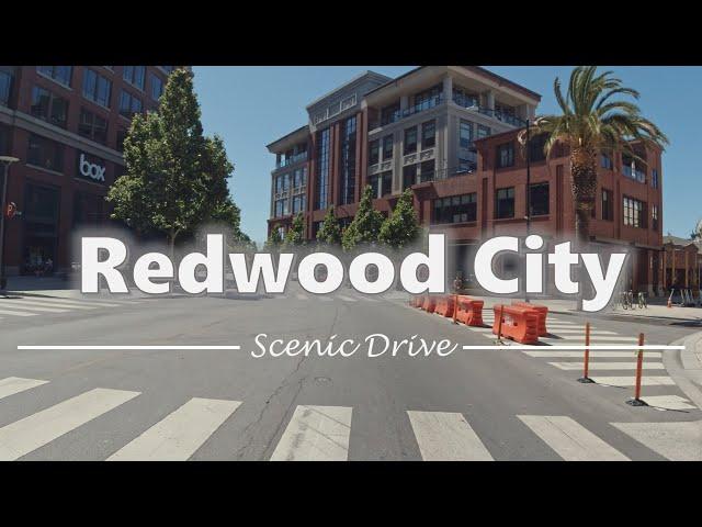 Driving in Downtown Redwood City, California - 4K60fps