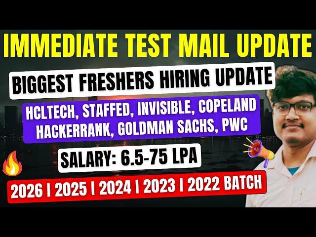 Direct Test Hiring | Immediate Test Mail | OFF Campus Drive |Fresher IT Job Hiring | 2026-2022 Batch