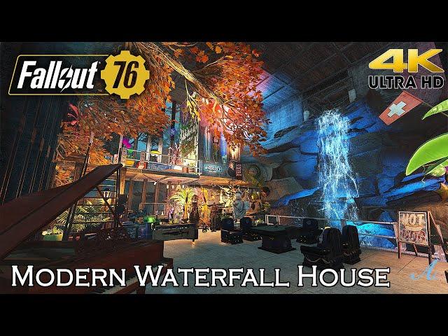 Fallout 76 - Modern Waterfall House CAMP w/ tutorial in 4K