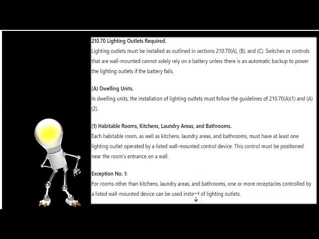 #195 Electrical Question of the Day NEC required lighting outlets 210.70