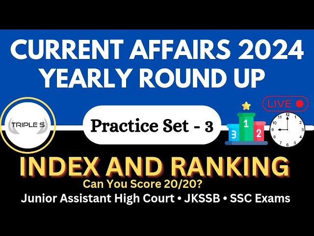 Index and Ranking - Yearly Round Up 2024 (Jan to Dec 2024) - Can you Score 20/20? JKSSB SSC Exams