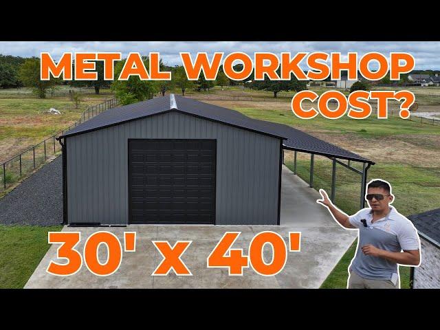 30x40 Metal Building with Porch | Texas Metal Workshop Prices | WolfSteel Buildings