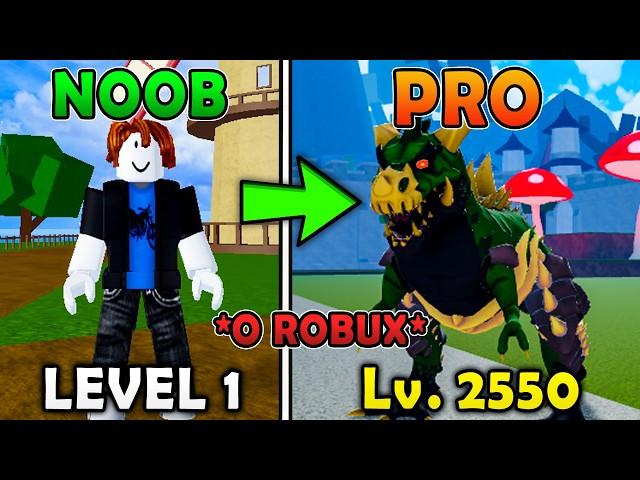 NOOB To MAX LEVEL With NO ROBUX In Blox Fruits! (FULL MOVIE)