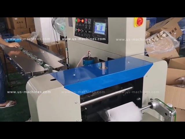 Empty shapoo plastic bottle manual loading bag film wrapping sealing packing machine