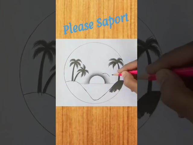 Circle Scenery Drawing | Nature Drawing #short #youtubeshorts #shortvideo #nature #viral #shorts