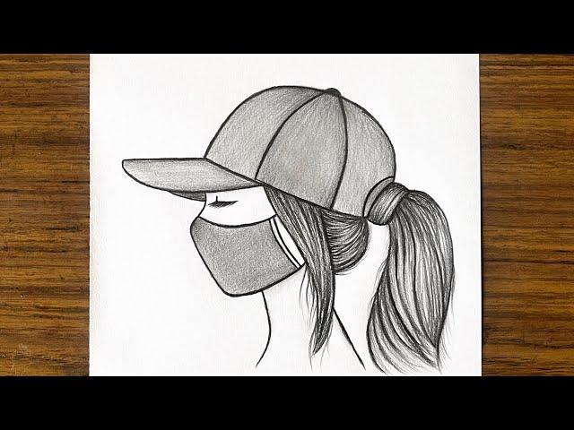 Girl with mask drawing || How to draw a beautiful Girl || Easy drawing for beginners || Drawing girl